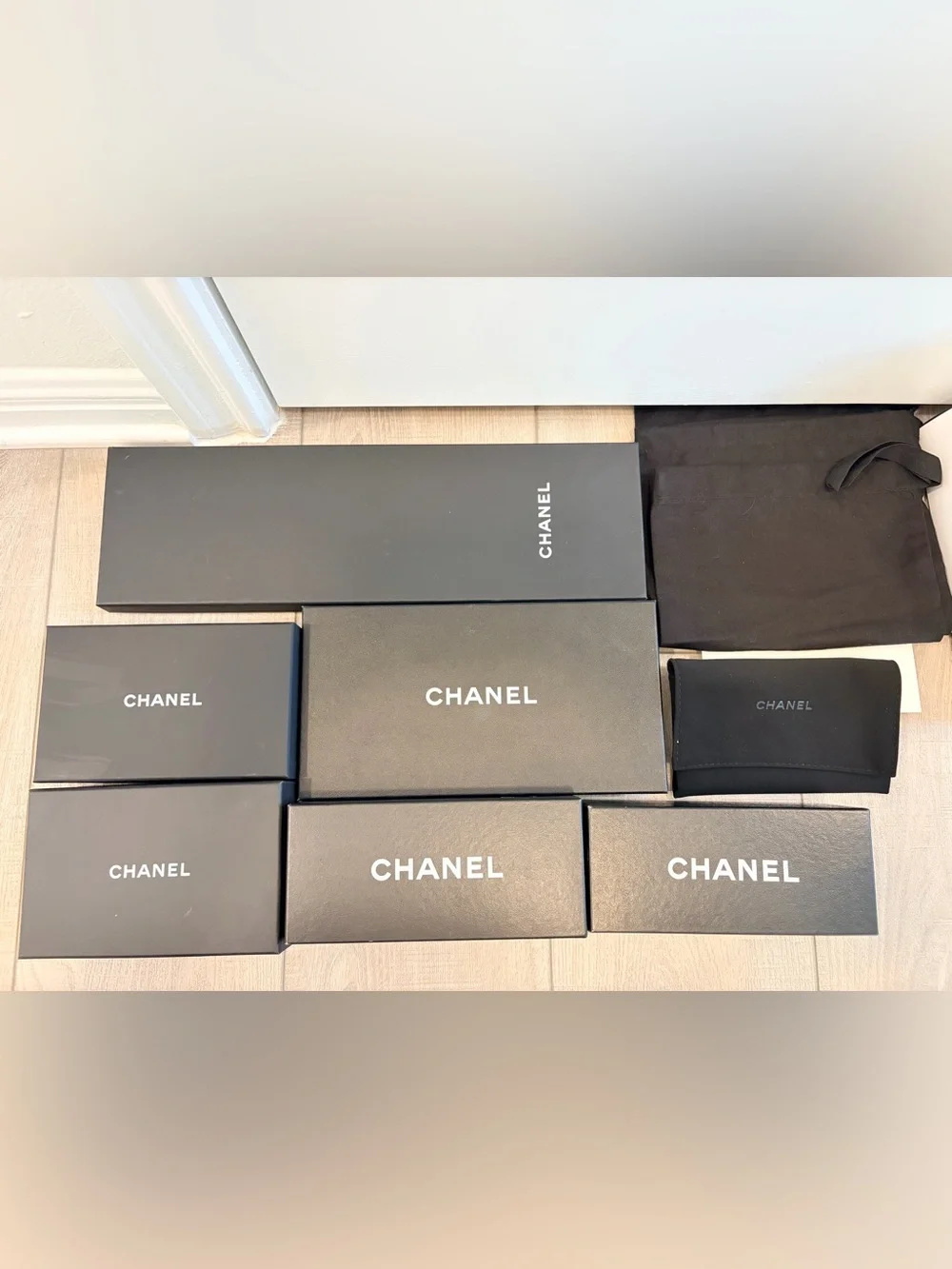 Authentic CHANEL 14 PIECES Bundle: 6 Boxes + 3 Dust Bags & 1 Small Gift Bag